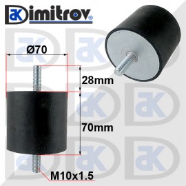 Антивибрационен тампон М10 x Ø 70 x 70 mm